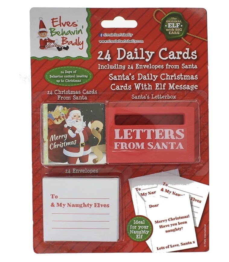 Elves Behavin’ Badly Santa’s Daily Cards – 24 Cards, Envelopes & Letterbox
