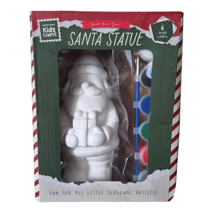 Paint Your Own Santa Statue – Christmas Craft Kit with 6 Paint Colours
