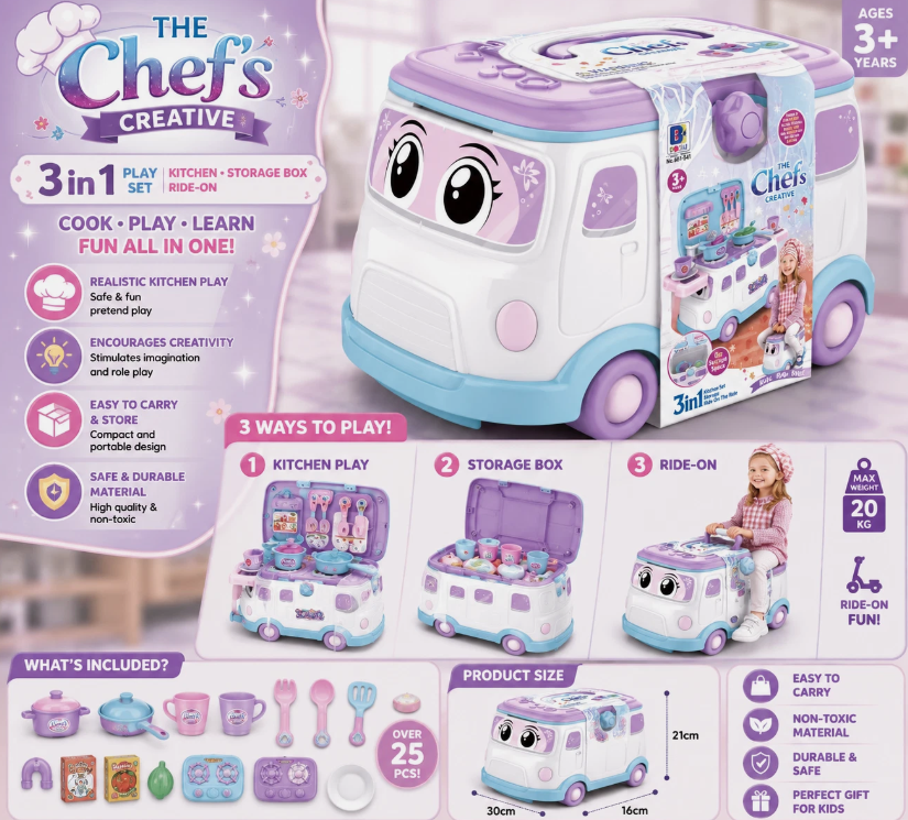 3 In 1 Ride On Chef Bus