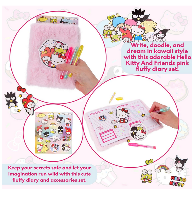 Hello Kitty Fluffy Diary Set