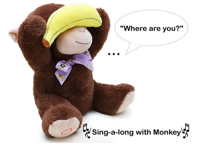 Interactive Peek-a-Boo Monkey Singing & Animated Plush Toy