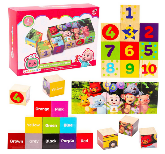 CoComelon 4 Puzzle Wooden Cube Blocks