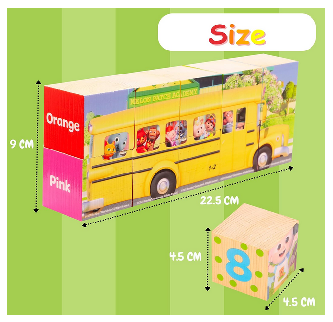 CoComelon 4 Puzzle Wooden Cube Blocks
