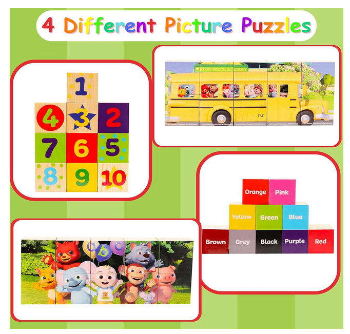 CoComelon 4 Puzzle Wooden Cube Blocks