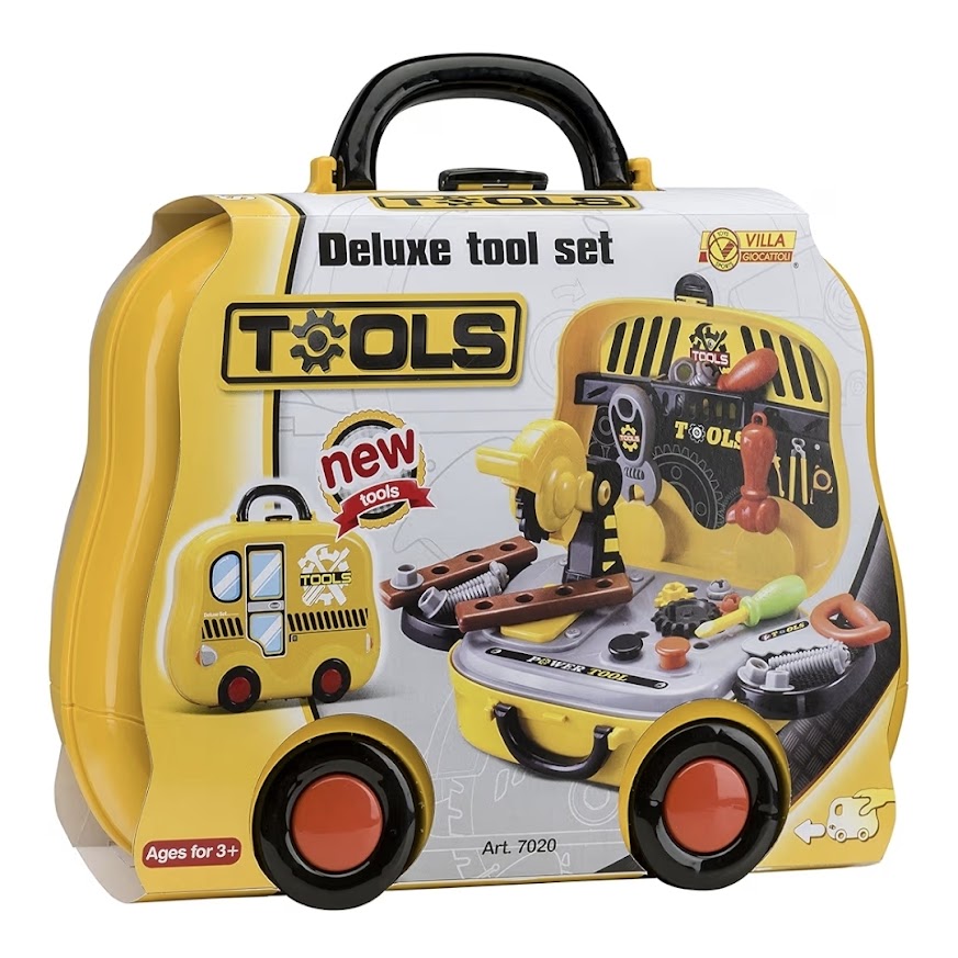Deluxe Toy Tool Set with Wheeled Case