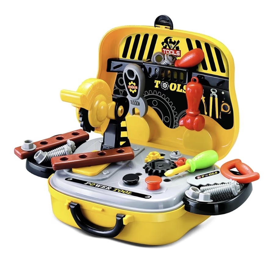 Deluxe Toy Tool Set with Wheeled Case