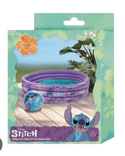 Stitch 3 Ring Paddling Pool & Beach Ball