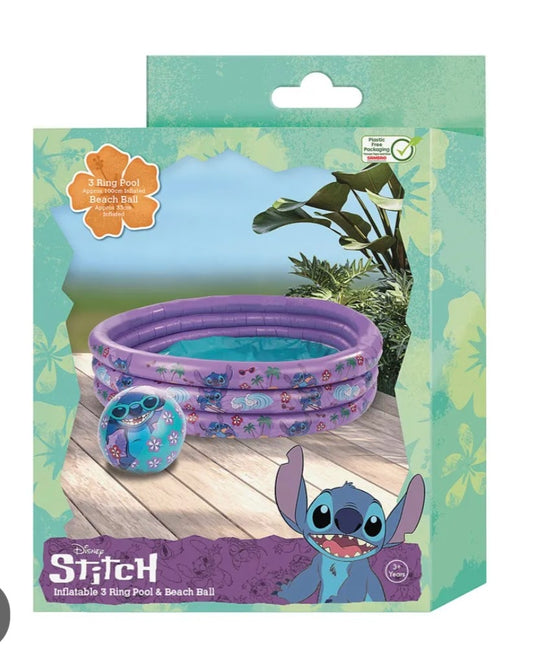 Stitch 3 Ring Paddling Pool & Beach Ball