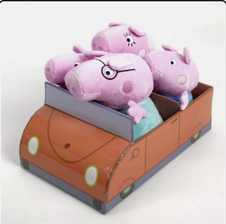 Peppa Pig Soft Toy 4 Piece Family In Car