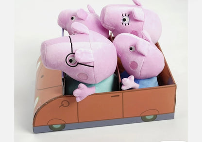 Peppa Pig Soft Toy 4 Piece Family In Car
