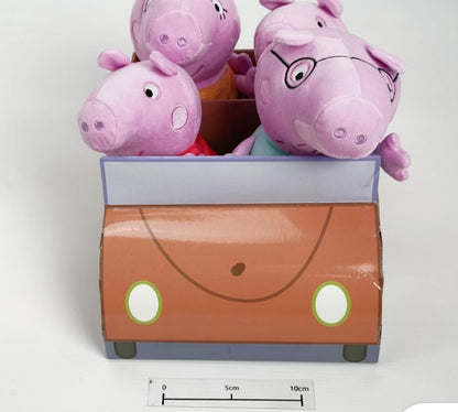 Peppa Pig Soft Toy 4 Piece Family In Car