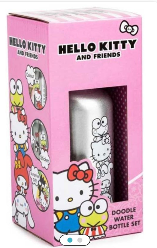 Hello Kitty & Friends Doodle Water Bottle Set | Colour, Sticker & Surprise