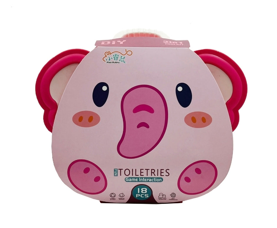 Elephant Toiletry Playset Carry Case – 18 Piece Kids Toy