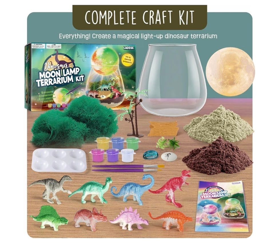 Dinosaur Terrarium Craft Kit With DIY Moon Lamp