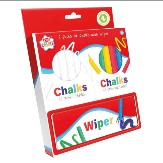 Kids Create | 2 Packs of Chalks With Wiper