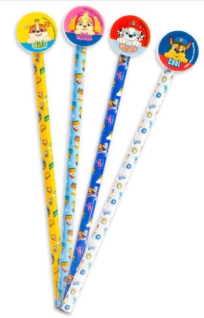 Paw Patrol | 4 Pencils & Character Eraser Toppers