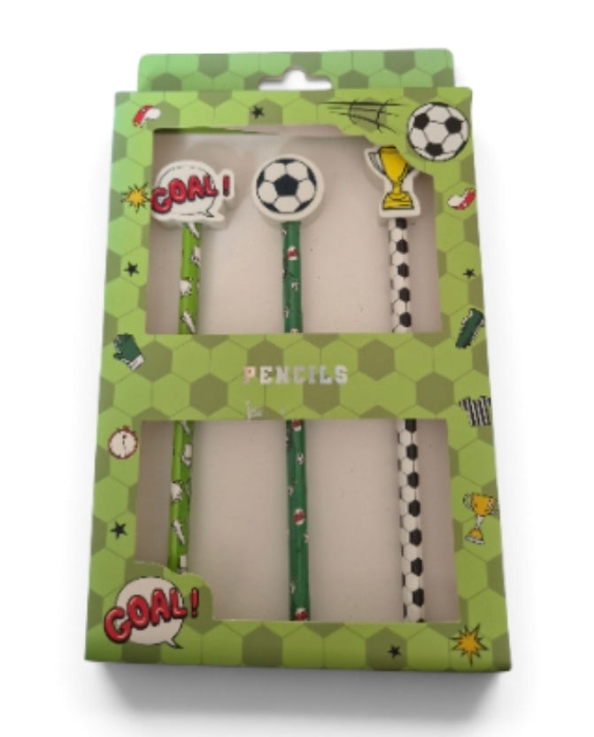Set of 3 Football Pencils With Erasers