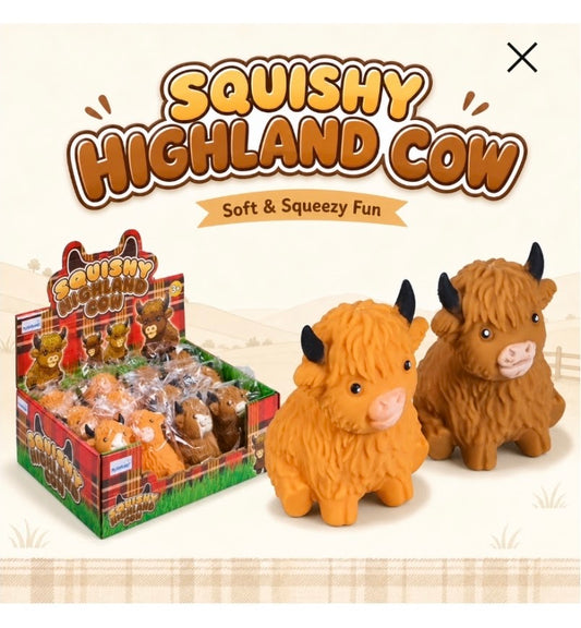 Squishy Highland Cow | Soft & Squeezy Stress Toy | 2 Colours