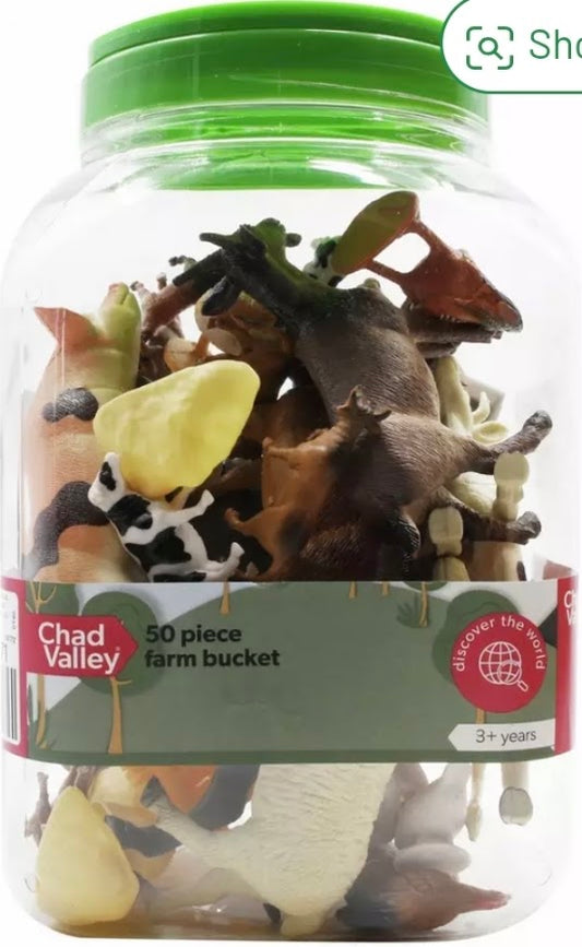 Chad Valley 50 Piece Farm Bucket | Animal Figures Set | Ages 3+