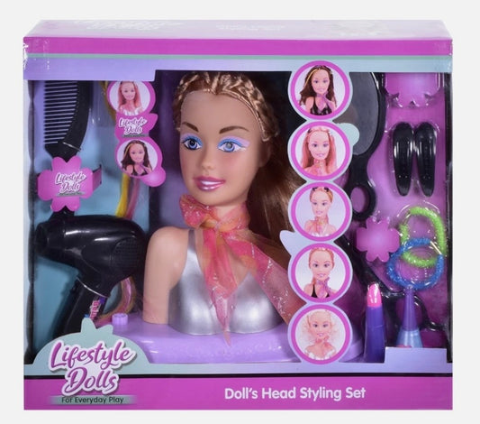 Lifestyle Dolls | Doll Head Styling Set | Hairdressing & Makeup Play Set | Random Colour