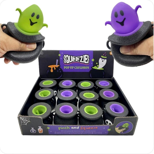 Squishy Cauldron Pop Up Ghost | Spooky Sensory Squeeze Toy | Random Colour | Halloween Gift | Ages 3+