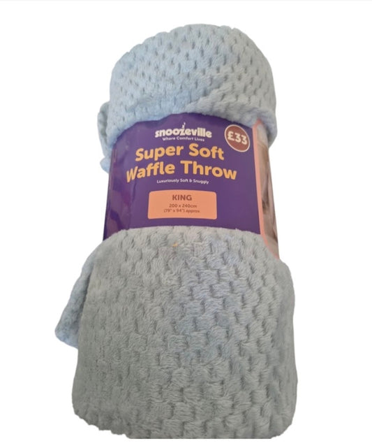 Snoozeville King Size Waffle Throw – Sage Green, 79 × 94 in