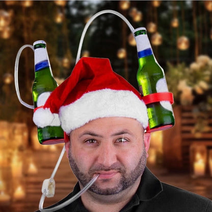 Novelty Santa Drinking Hat – Christmas Party Hat with 2 Drink Holders