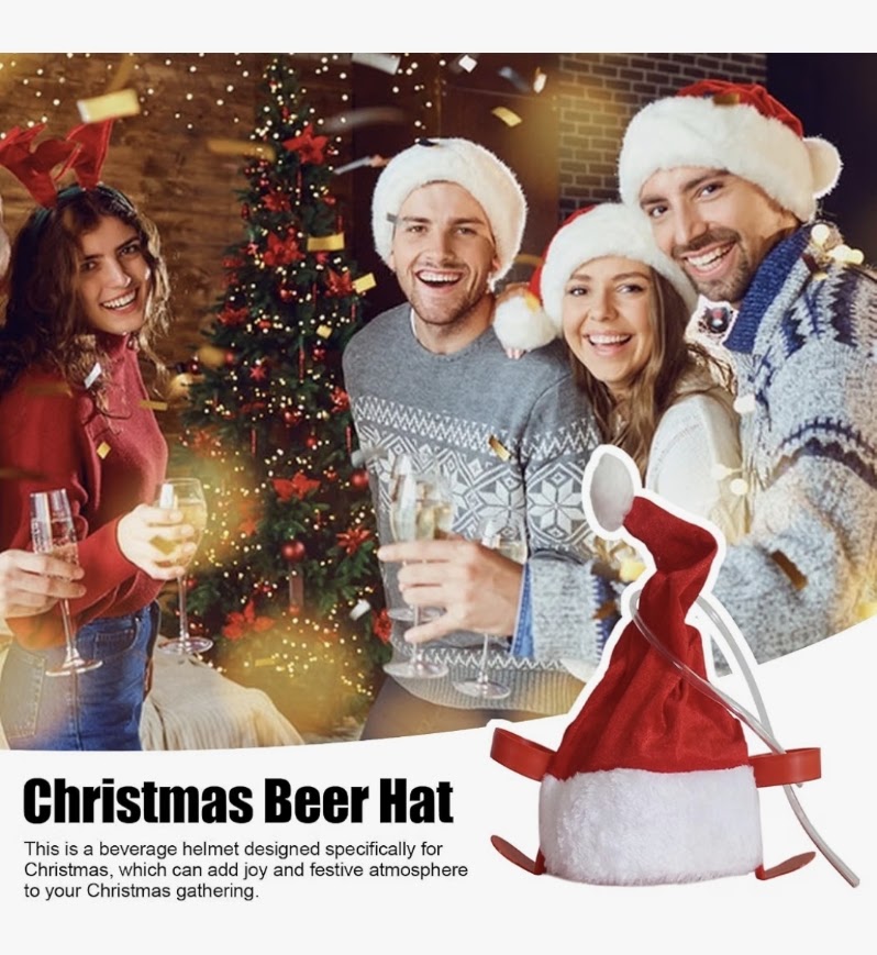 Novelty Santa Drinking Hat – Christmas Party Hat with 2 Drink Holders