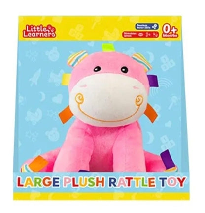 Little Learners Large Plush Baby Rattle – Elephant or Hippo, 0+ Months