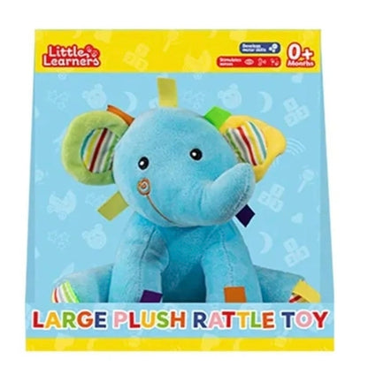 Little Learners Large Plush Baby Rattle – Elephant or Hippo, 0+ Months