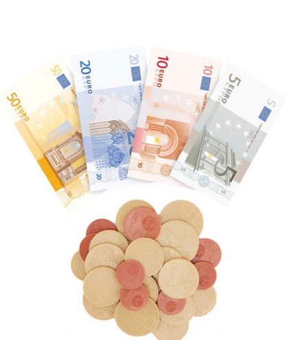 Cashier Play Money Set – Euro Notes & Coins with Sorting Tray, Ages 3+