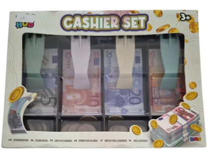 Cashier Play Money Set – Euro Notes & Coins with Sorting Tray, Ages 3+