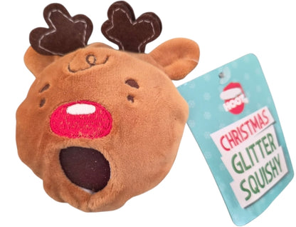 Christmas Plush Glitter Squishy Toy – Santa, Elf, Reindeer or Snowman