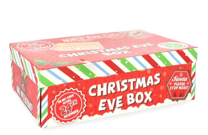 Christmas Eve Gift Box with Lid – Red Festive Design, 28 × 18 cm